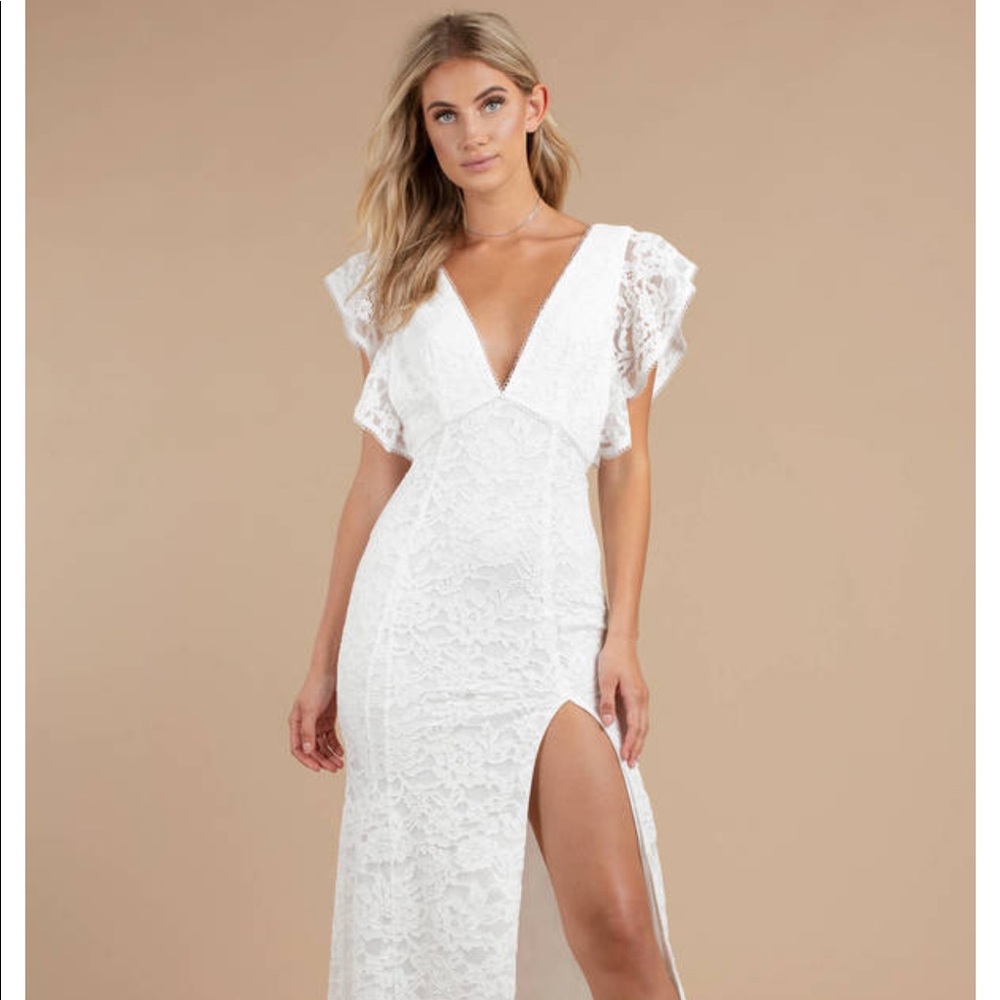 Tobi Feel For You White Lace Maxi Dress